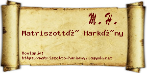 Matriszottó Harkány névjegykártya